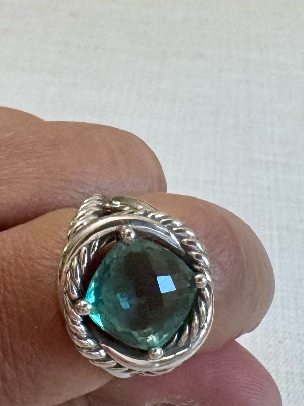 David Yurman Silver Ring with TStone Prasiolite Infinity size 6.5